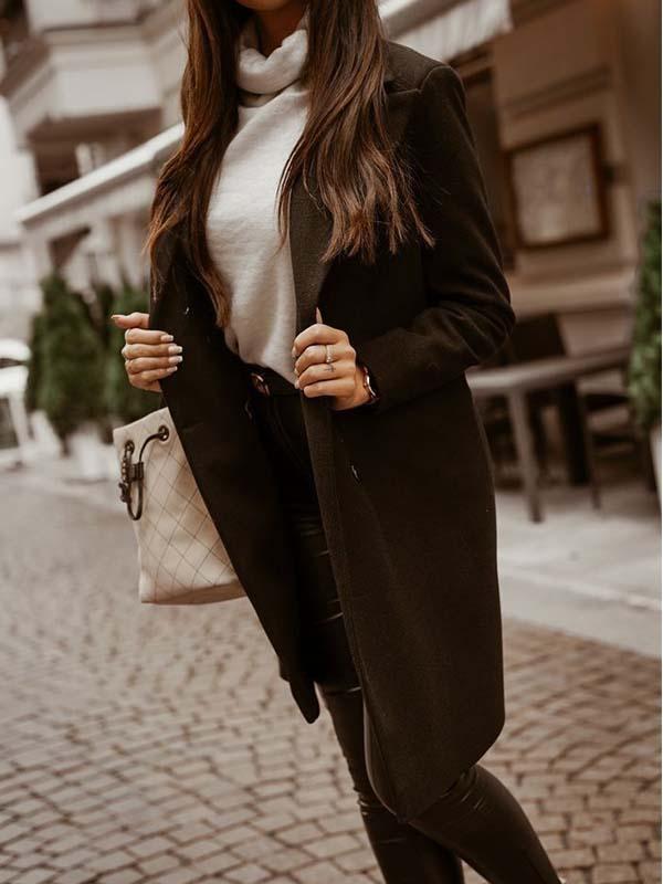 Breasted Lapel Collar Coat