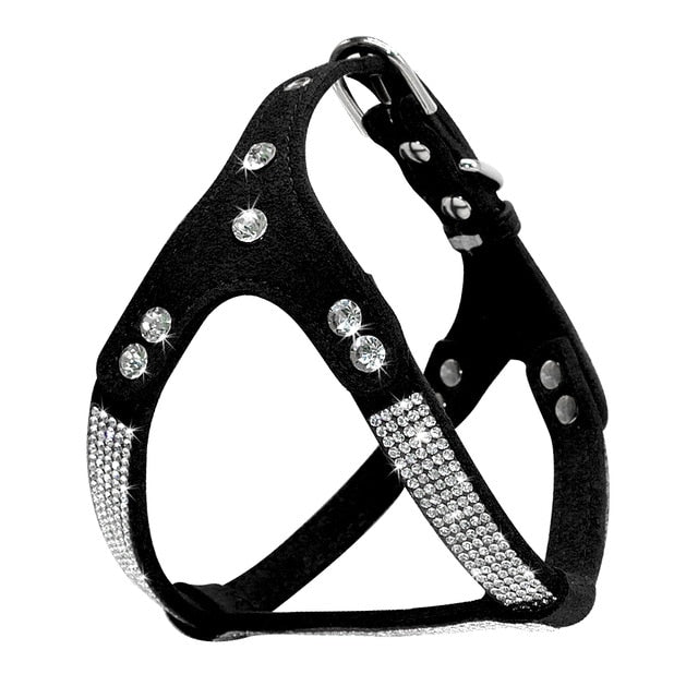 Shiny Suede Leather Dog Harness