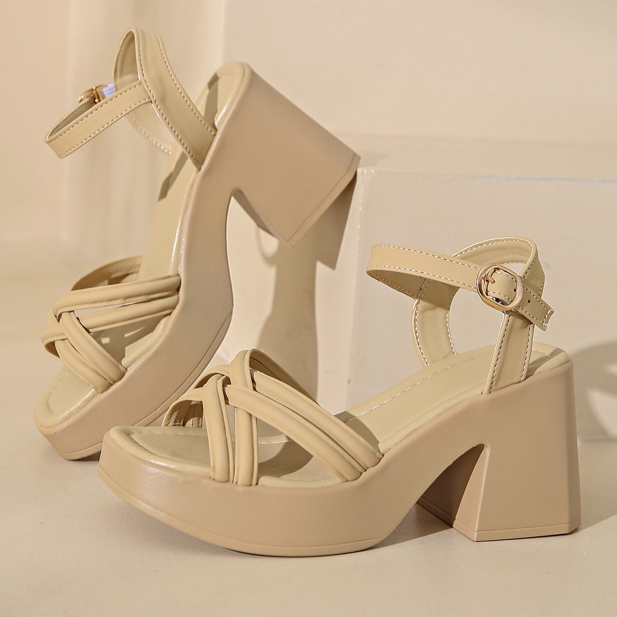 💥Hot Sale✨Women’s Open Toe High Chunky Heel Sandals