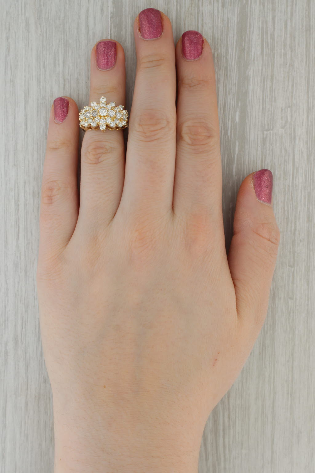 1.85ctw Diamond Cluster Cocktail Ring 10k Yellow Gold Size 5.25