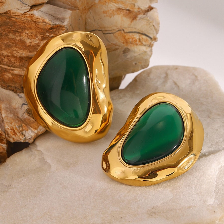 Stainless Steel Resin Retro Earrings Niche Earrings Titanium Steel Earrings Earrings