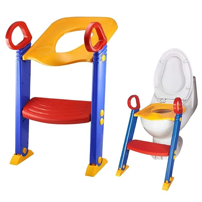Kids Foldable Plastic Potty Training Seat. Toilet Ladder Step up Training Stool