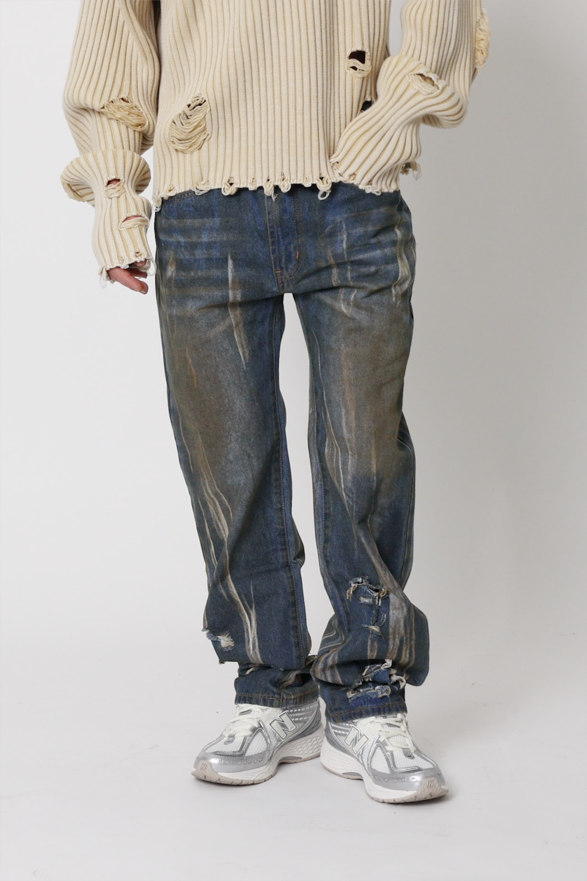 V708 Dirty Fold Denim - Blue