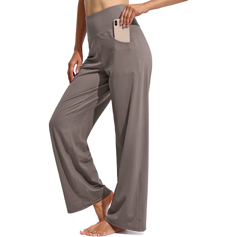 Women Wide Leg Yoga Pants High Waist Stretch Workout Sweatpants With Pockets Casual Straight Leg Pants