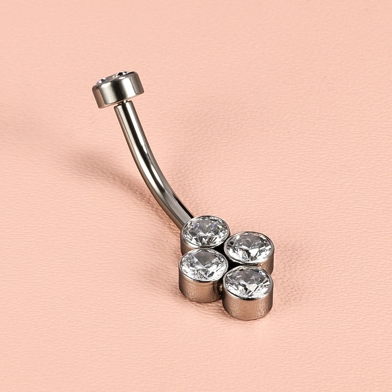 1 Piece Belly Rings Minimalist Classic Style Solid Color 302 Stainless Steel 316 Stainless Steel  Polishing Rhinestone Inlay Diamond Belly Rings