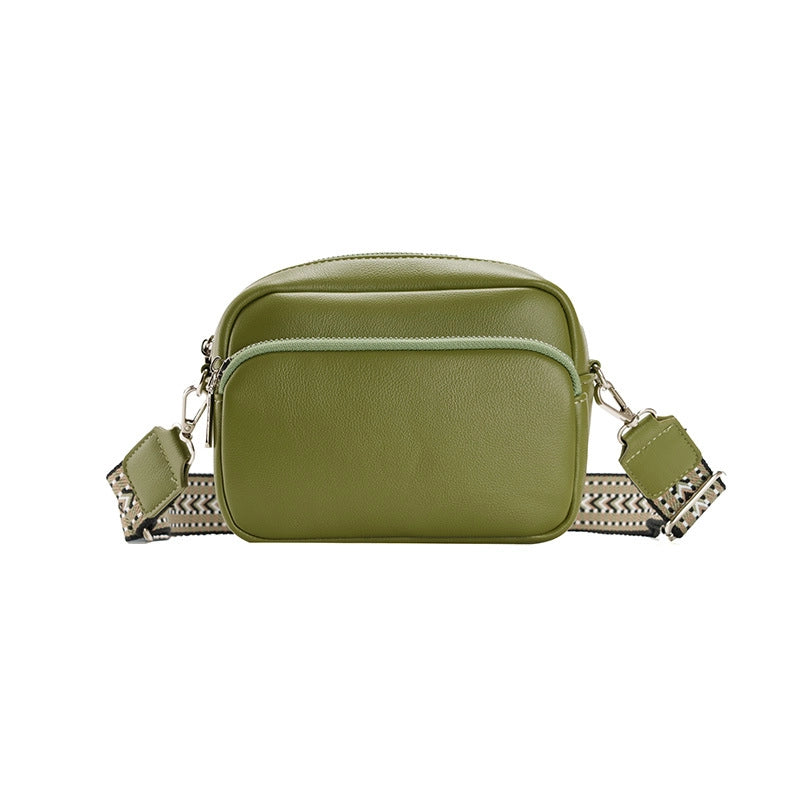 Women's Pu Leather Solid Color Basic Square Zipper Crossbody Bag