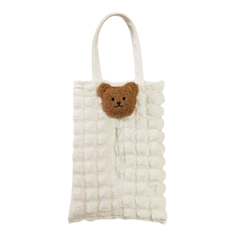 Casual Vacation Solid Color Bubble Fiber Fabric Tissue Dispenser