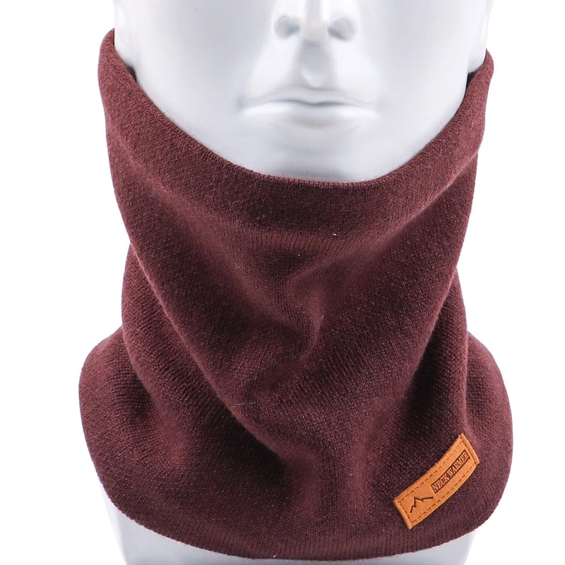 Autumn And Winter Single Circle Collar Men's And Women's Solid Color Fleece-lined Knitted Scarf Fashion Fake Turtleneck Warm Pullover Scarf
