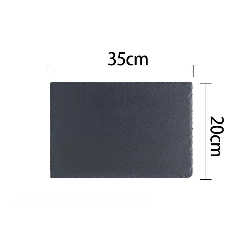 Slate Dinner Plate Dessert Sushi Plate Western Food Black Slate Plate Tableware Flat Plate Barbecue Steak Plate