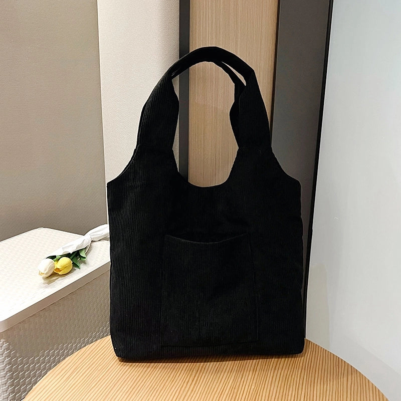 Women's All Seasons Corduroy Solid Color Streetwear Square Magnetic Buckle Shoulder Bag