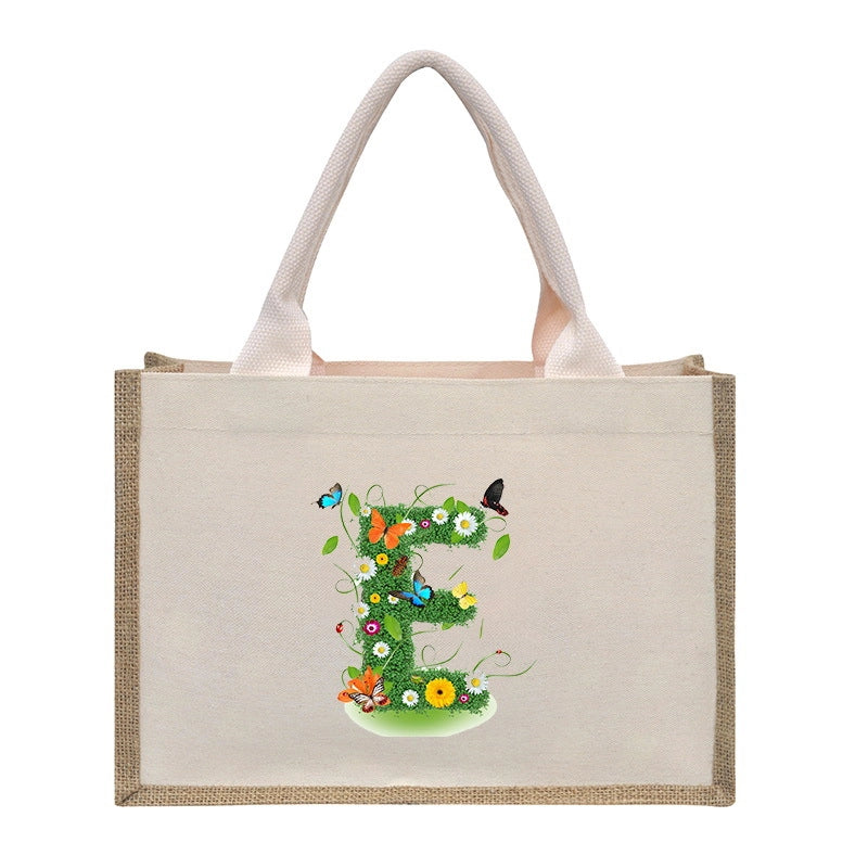 Women's Medium Canvas Letter Basic Classic Style Open Shopping Bags