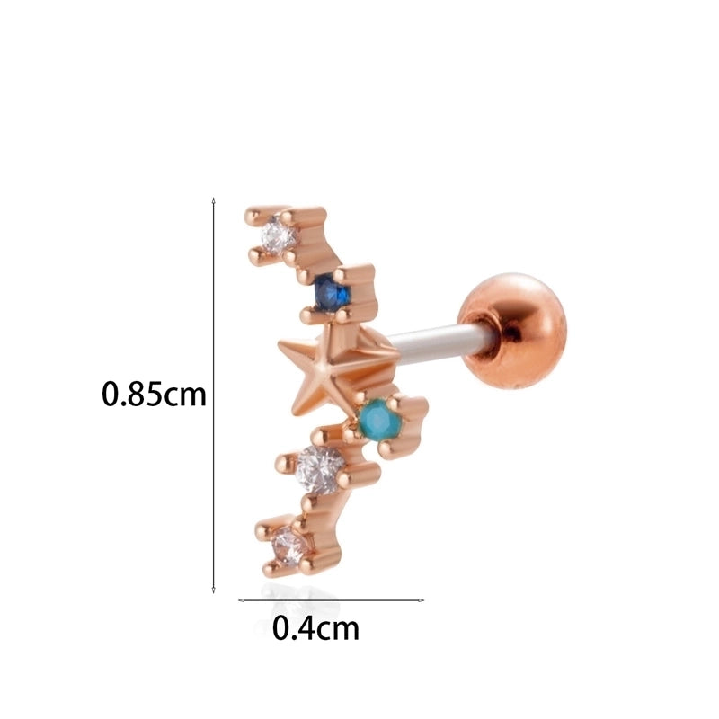 1 Piece Ear Cartilage Rings & Studs Minimalist Classic Style Star Moon Butterfly 316L Stainless Steel  Copper Plating Inlay Zircon