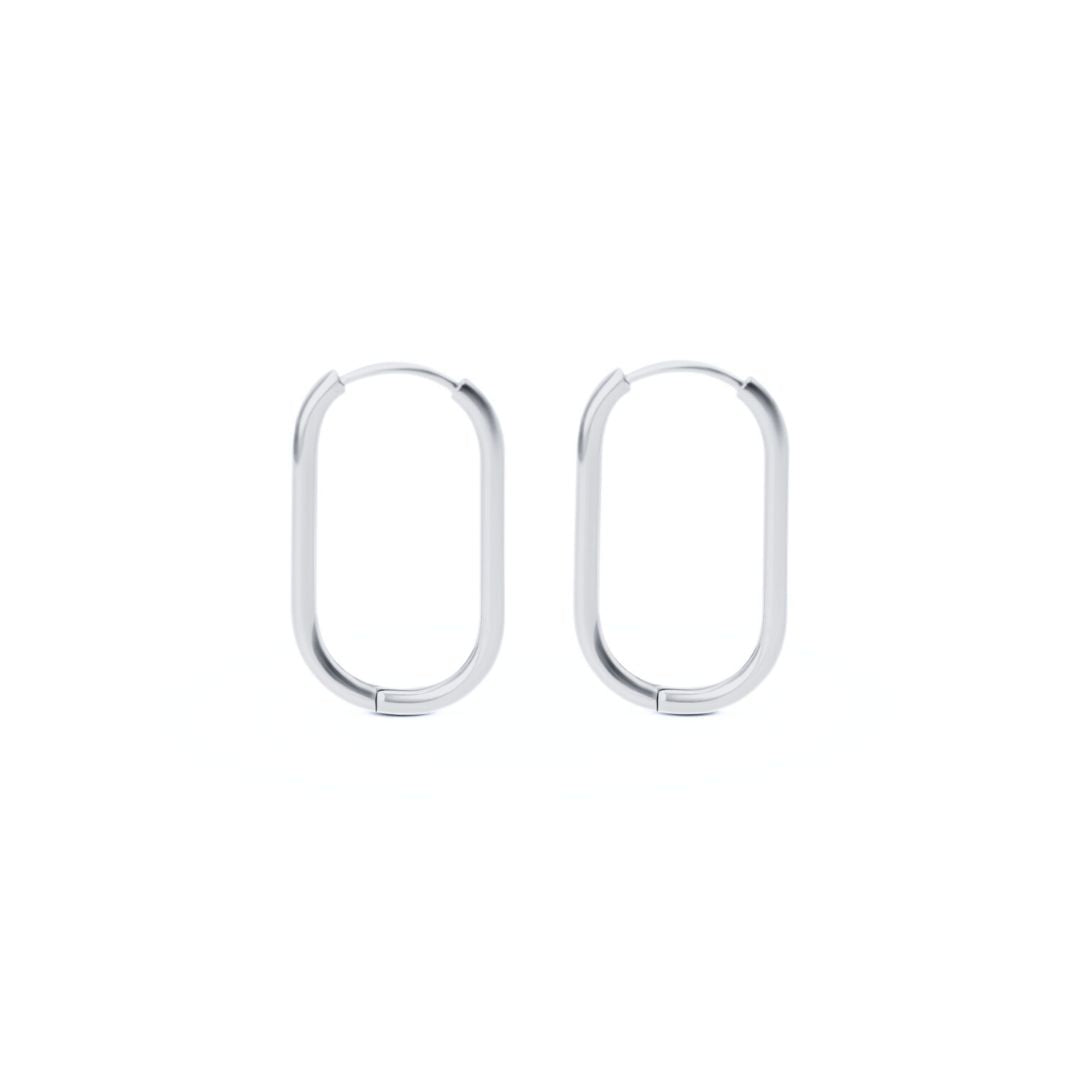 16mm Thin oval hoop - Silver