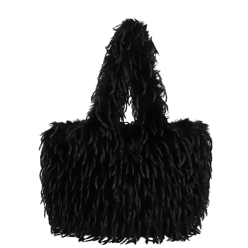 Women's Medium Plush Solid Color Streetwear Square Magnetic Buckle Shoulder Bag
