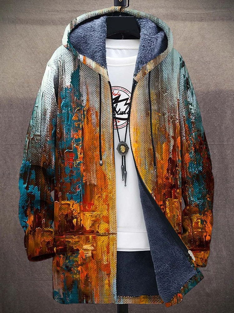 Colorful Oil Painting Thick Long Sleeve Sweater Jacket Cardigan