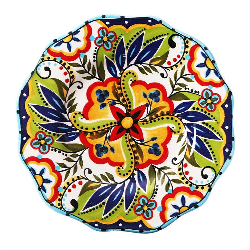 Style Creative Hand-painted Ceramic Plate Irregular Western Plate Fashionable Household Plate Bowl Combination Steak Plate