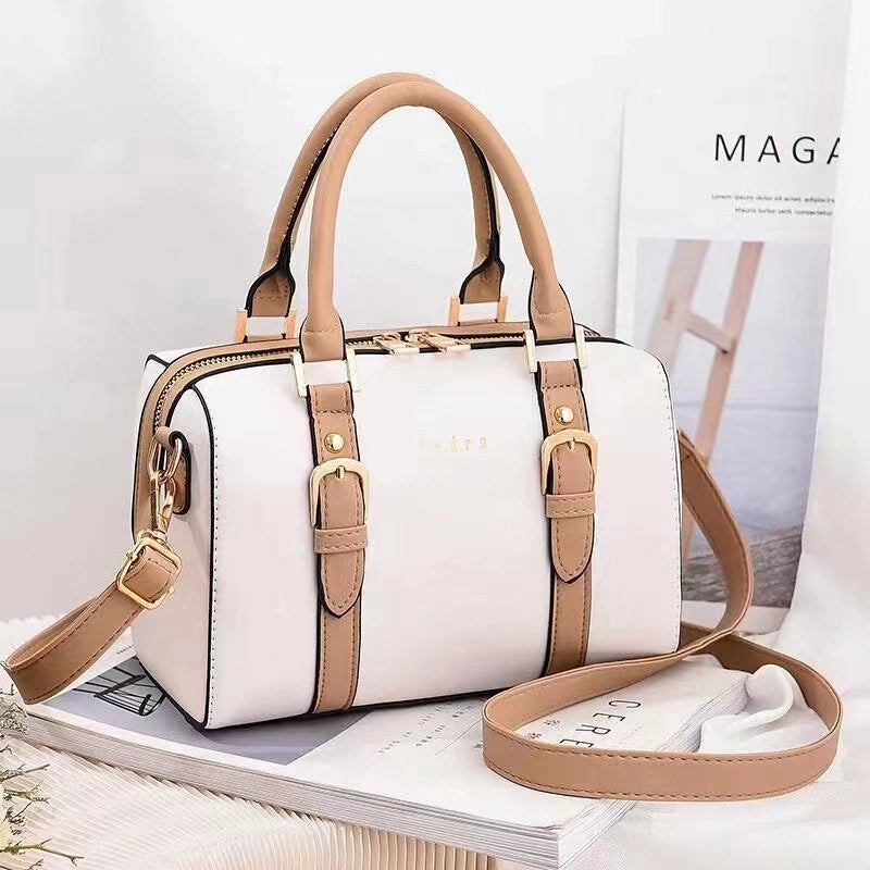 Women's Medium Pu Leather Color Block Streetwear Pillow Shape Zipper Handbag