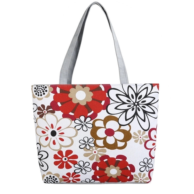 Women's Classic Style Flower Canvas Shopping Bags