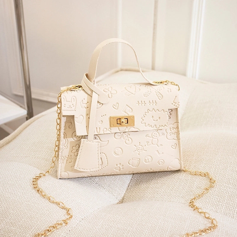 Women's All Seasons Pu Leather Cartoon Elegant Streetwear Square Flip Cover Handbag Square Bag