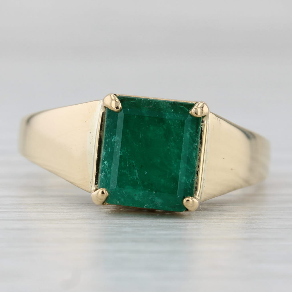 2.95ct Emerald Solitaire Ring 18k Yellow Gold Size 11.5