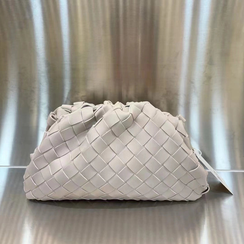 Black Grey Ivory Pu Leather Solid Color Weave Cloud Shape Clutches