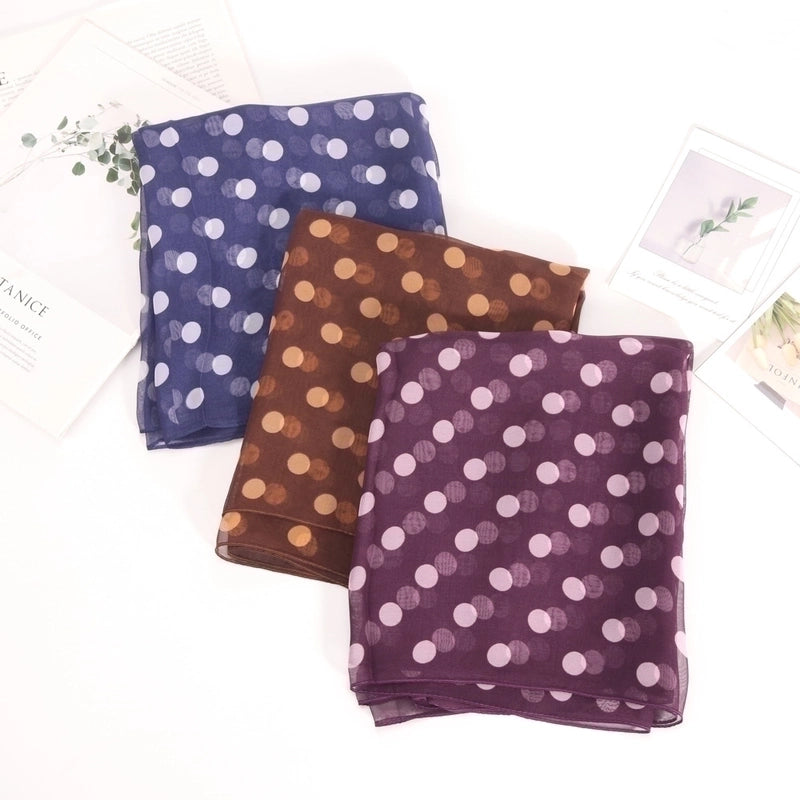 Women's Elegant Basic Minimalist Polka Dots Georgette Printing Silk Scarf