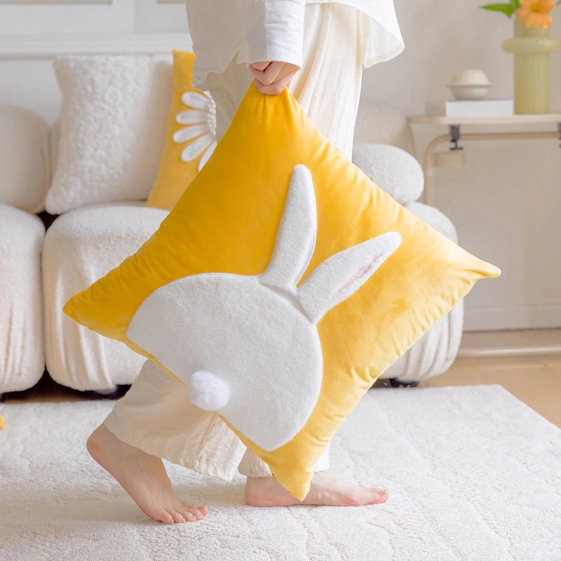 Cute Letter Flower Dutch Velvet Throw Pillow Pillow Cases Couch & Sofa Decor