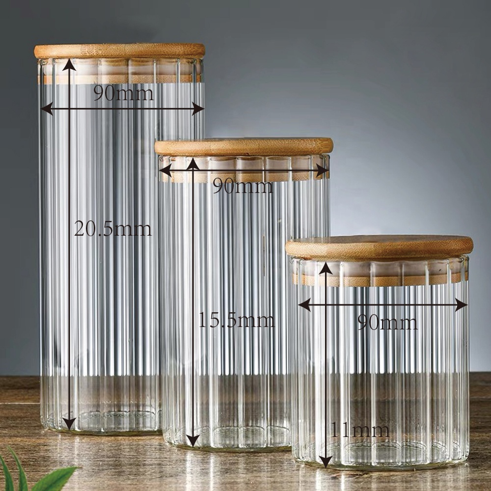 Kitchen Wide Mouth Glass Good Storage Containers Jar with Bamboo Lid