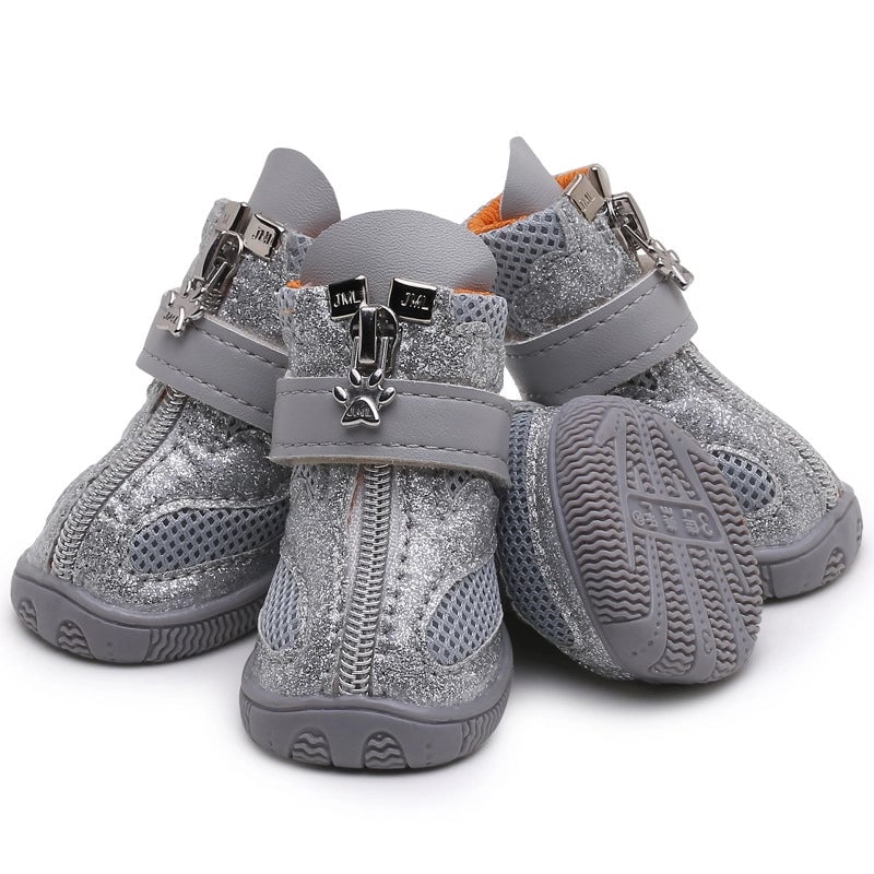 Camellia New Dog Shoes Shiny Sports Pet Shoes Breathable Four Seasons Shoes