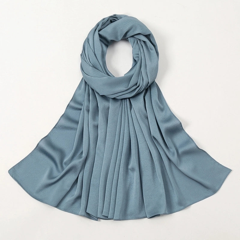 Women's Fashion Solid Color Satin Patchwork Cotton Linen Scarves