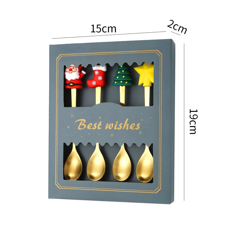 Christmas Cute Cartoon Stainless Steel Tableware 1 Set