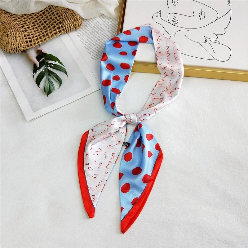 Women's Sweet Polka Dots Heart Shape Butterfly Polyester Satin Printing Silk Scarves
