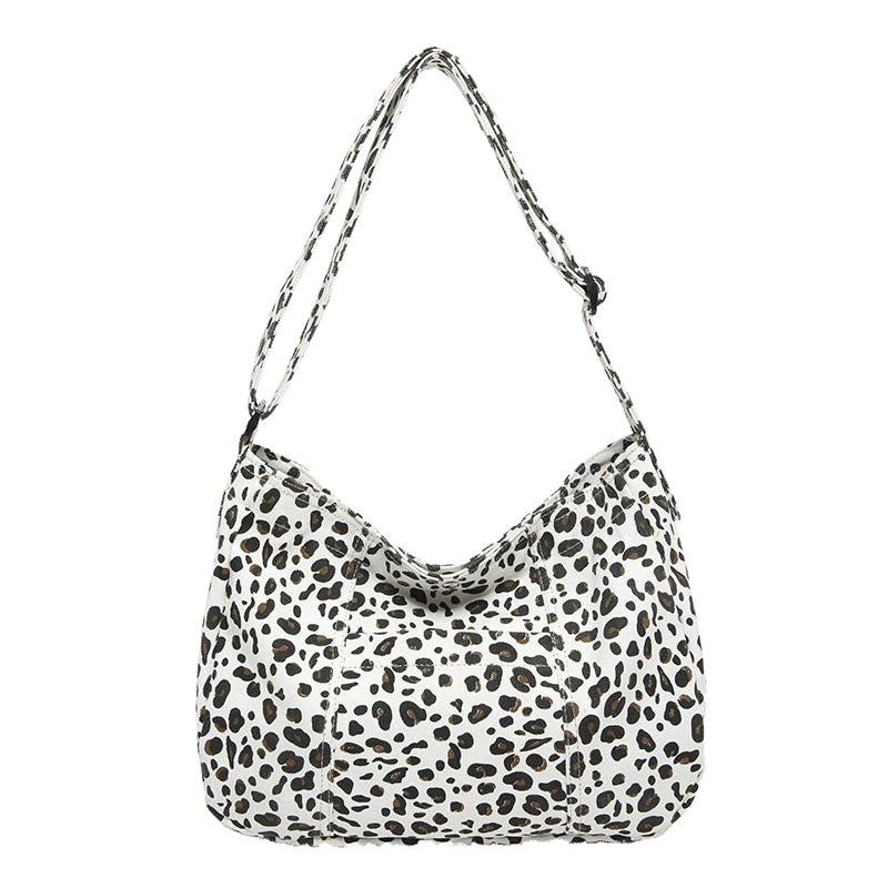 Women's Large Cloth Leopard Streetwear Square Zipper Crossbody Bag