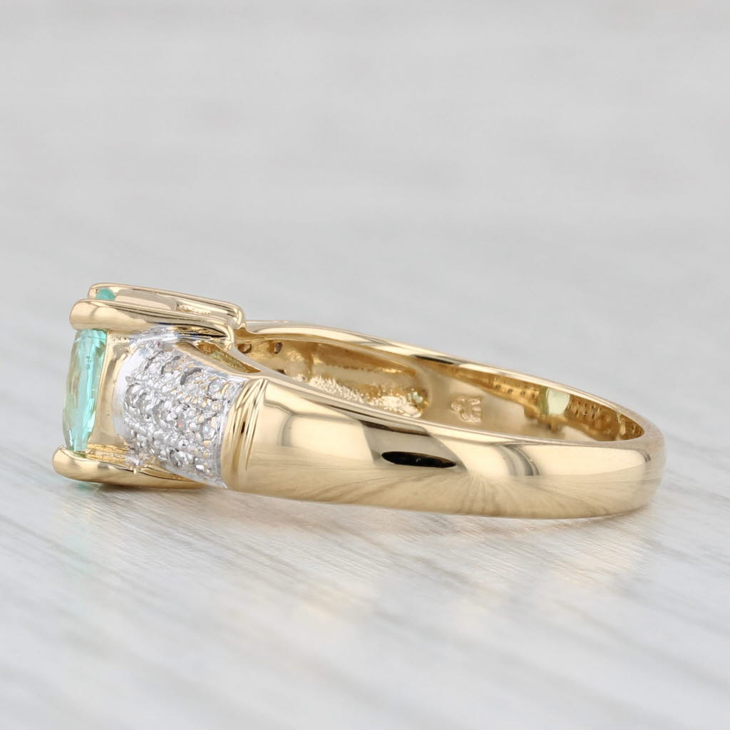 1.09ctw Green Tourmaline Diamond Ring 18k Yellow Gold Size 7