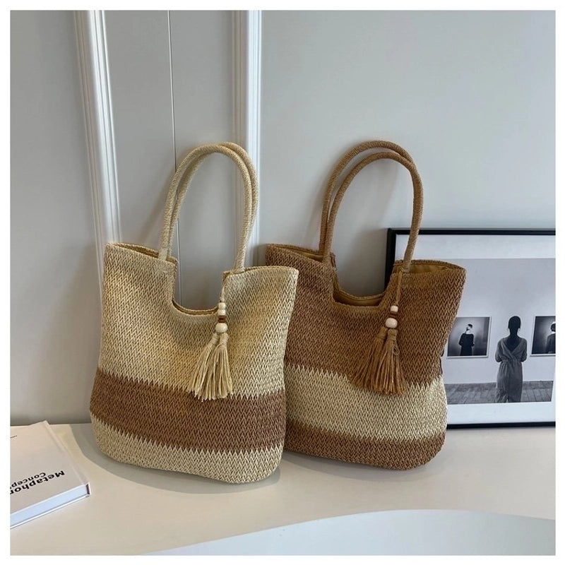 Women's Large Summer Straw Vacation Handbag