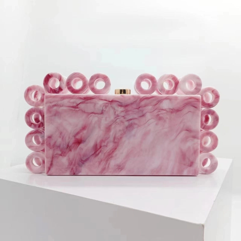 Blue Purple Rose Gold Arylic Solid Color Evening Bags