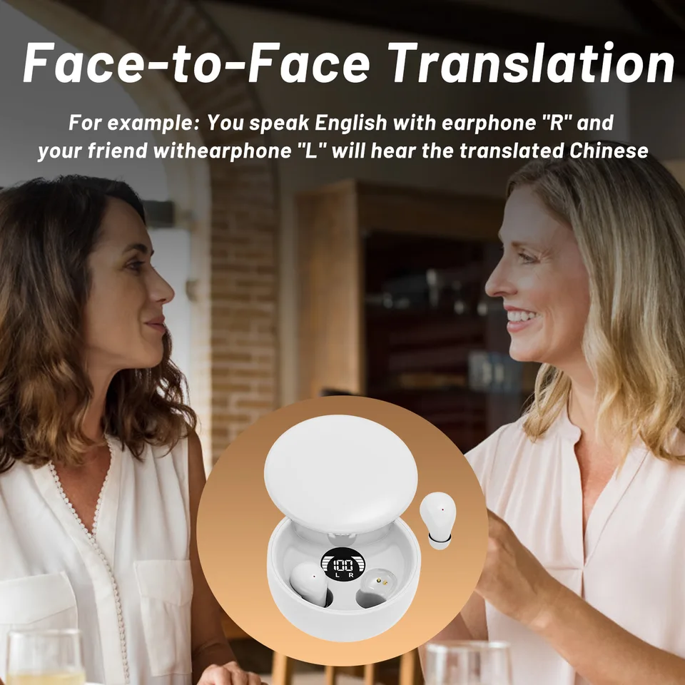 AI Translation Wireless Headphones 5.4 Bluetooth Earphones Sleeping Invisible Earbuds Noise Reduction Bass Headset Sliding Cover