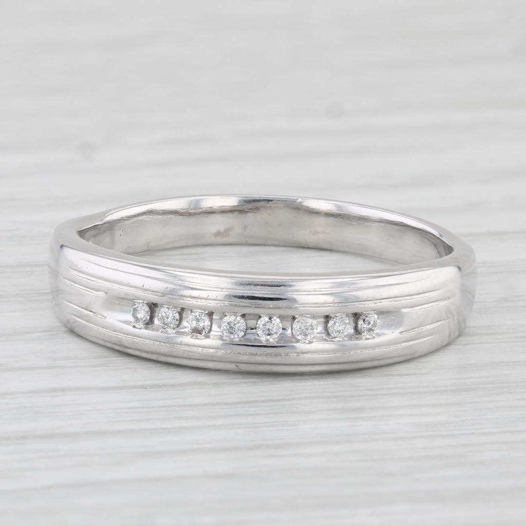 Diamond Men's Wedding Band 10k White Gold Size 12.75 Ring