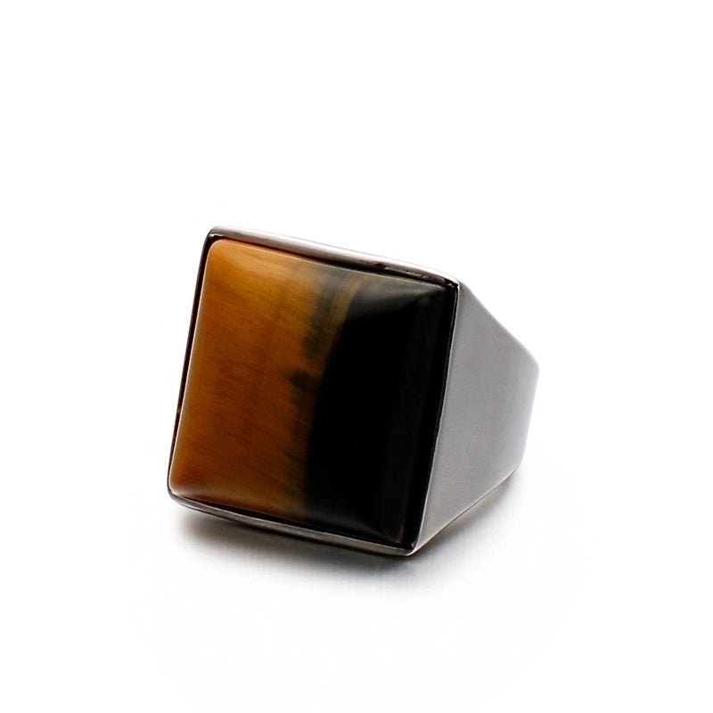 Vintage Style Geometric Square Stainless Steel 18K Gold Plated Plating Rings