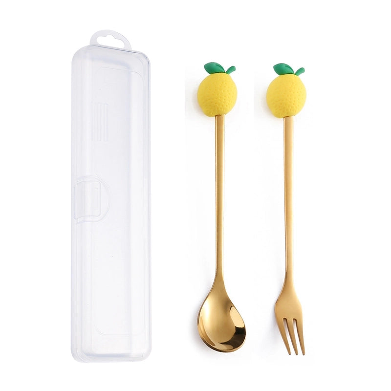 Christmas Cute Animal Santa Claus Stainless Steel Tableware 2 Pieces