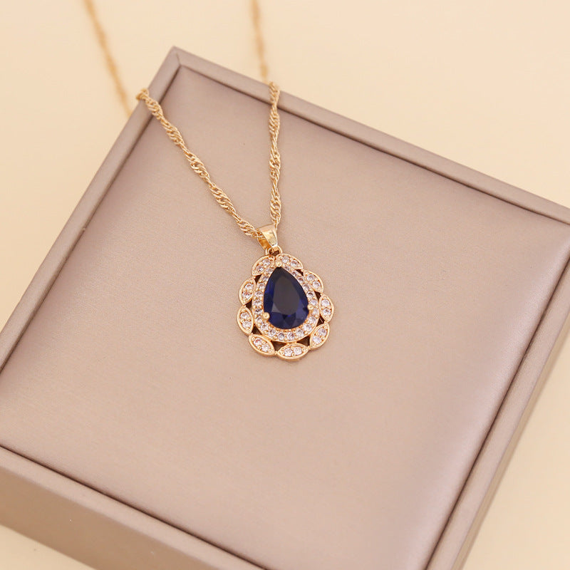 Women Chain  Droplet Glass Necklaces
