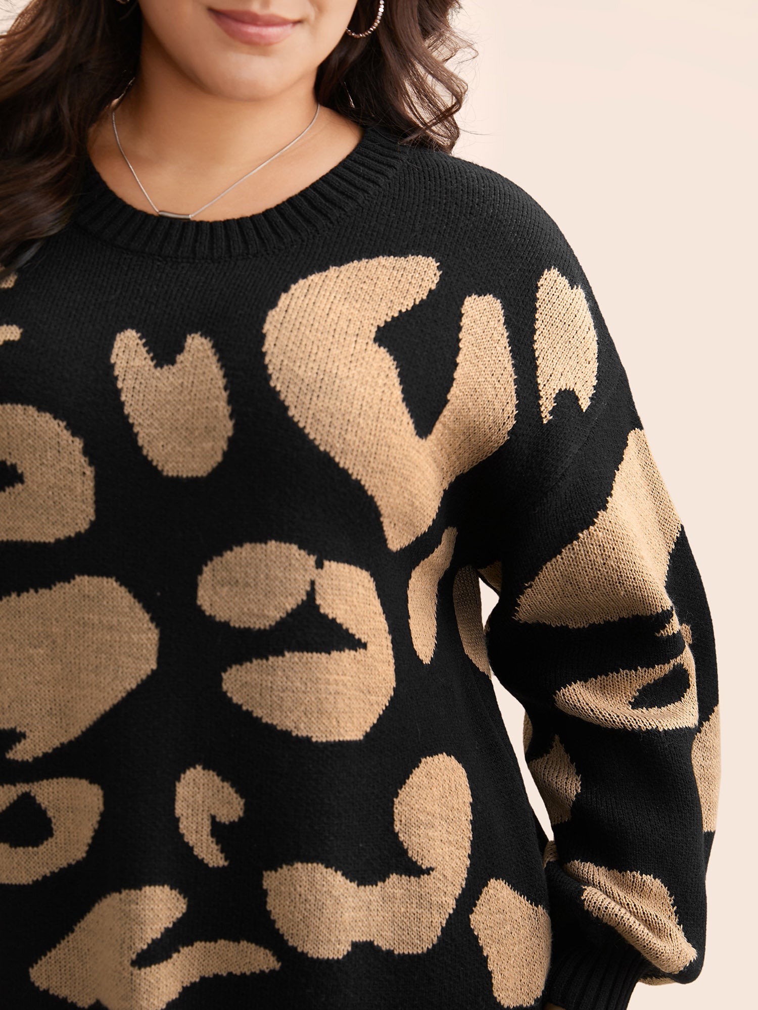 Leopard Print Drop Shoulder Sleeve Pullover