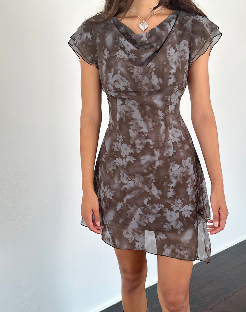 Valencia Mini Dress in Botanical Shadow Brown