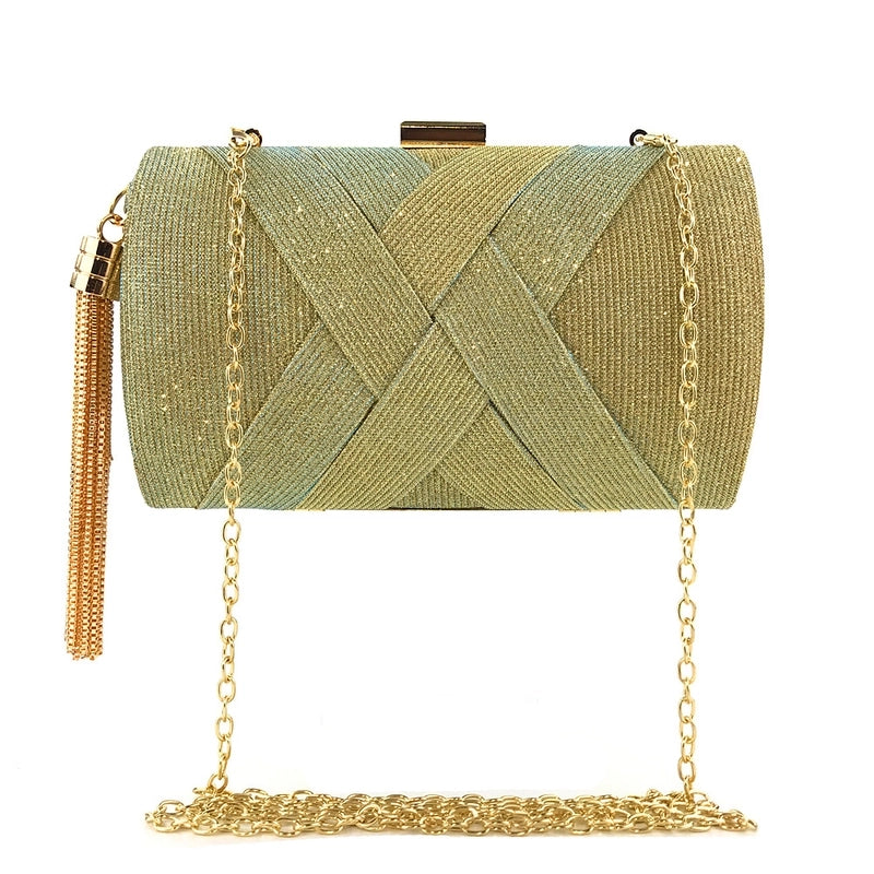 Satin Solid Color Tassel Square Evening Bags