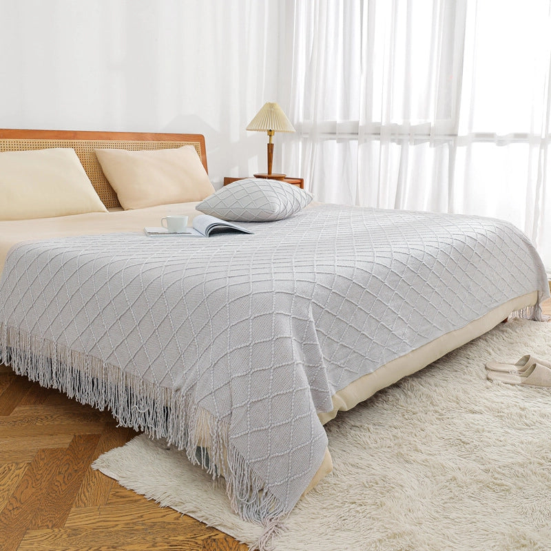 Tassel Sofa Towel Sofa Pillow Blanket Bedroom Bed Blanket Homestay Woven Blanket Bed Flag