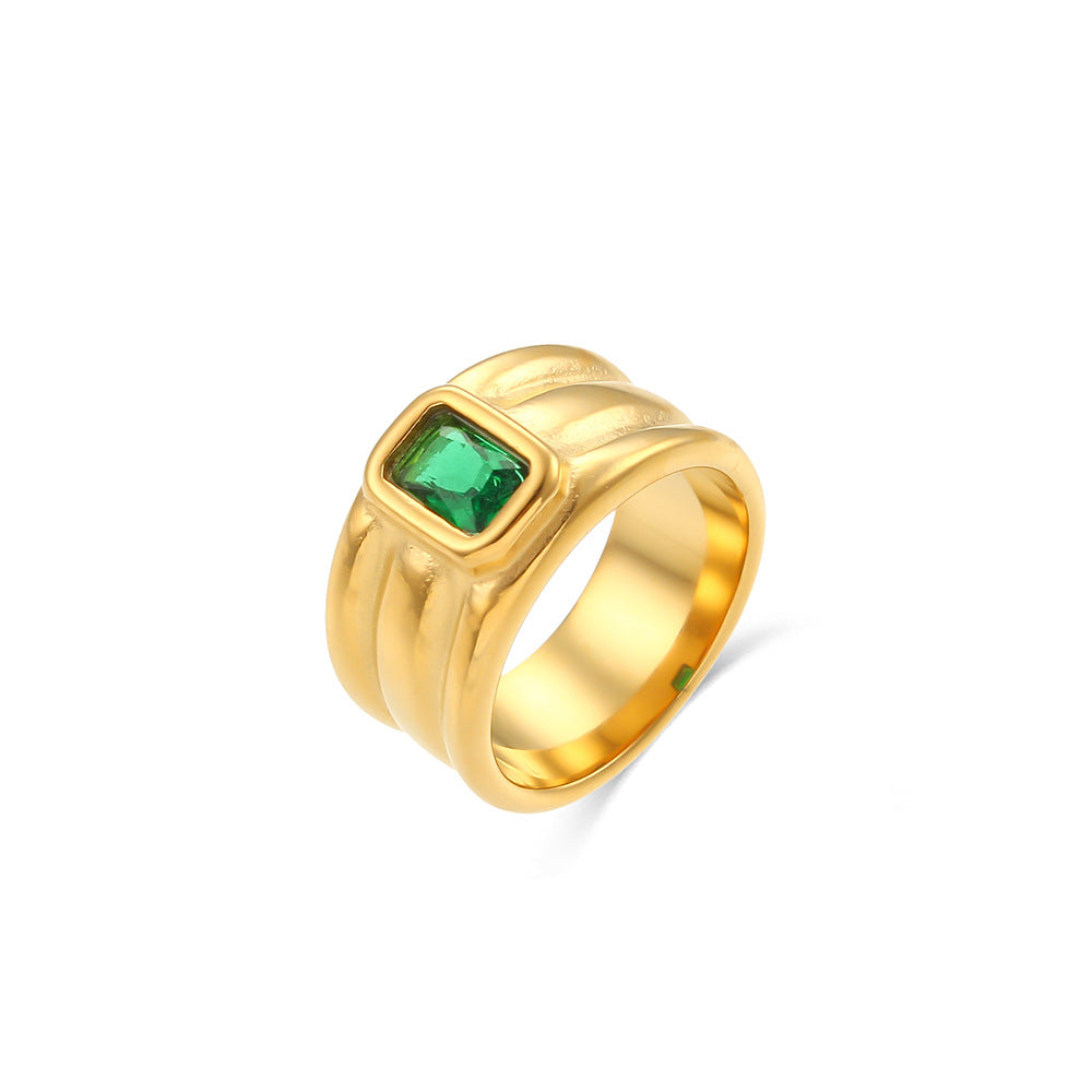 Minimalist Women Circle Geometric Stainless Steel 18K Gold Plated Rings