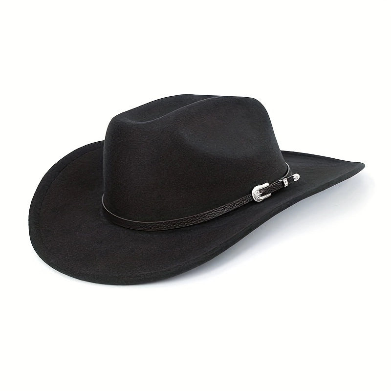 New Western Cowboy Hat Woolen Top Hat Big Brim Hat Minority Style Jazz Hat