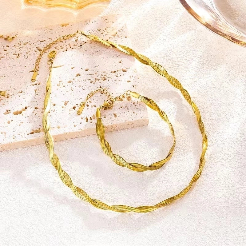 Casual Minimalist Classic Style Geometric Titanium Steel 18K Gold Plated Jewelry Set