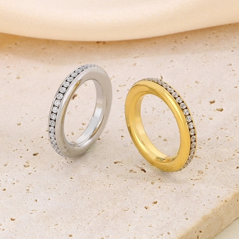 Vintage Style Minimalist Classic Style Geometric 304 Stainless Steel 18K Gold Plated Rings