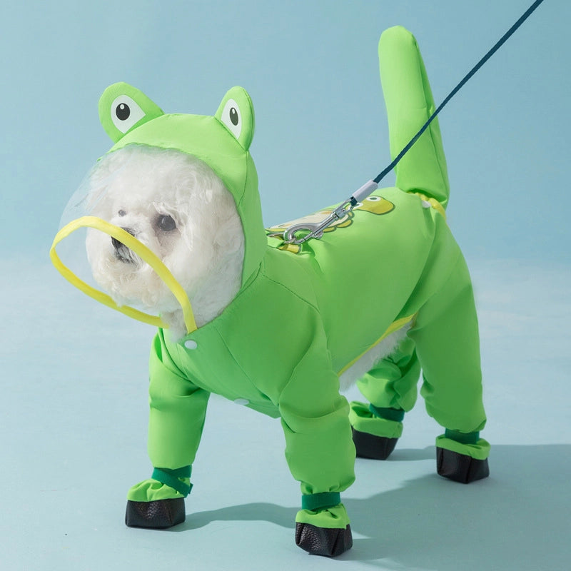 Traceable Dog Four-legged Raincoat Waterproof All-inclusive Small Dog Bichon Teddy Pet Rainy Day Clothes